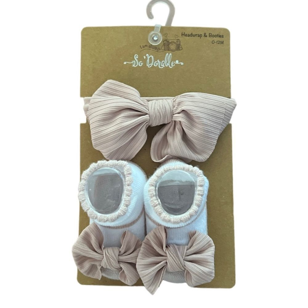 🆕 So ‘Dorable Baby Girl Pink Booties and Headwrap size 0-12 months